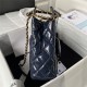 HOBO HANDBAG AS3690 Shiny Crumpled Calfskin & Gold-Tone Metal Navy A