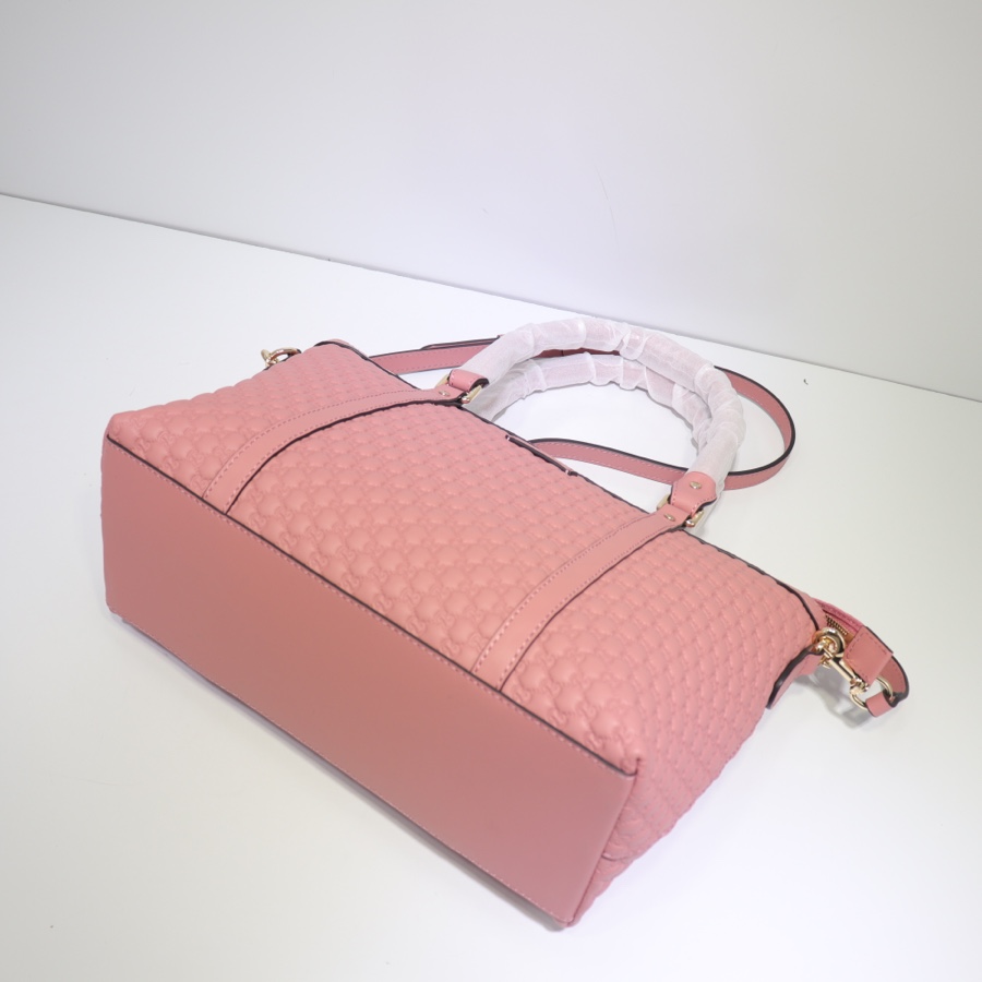 Gucci GUCCISSIMA LEATHER MICRO GG MEDIUM TOTE SHOULDER BAG 449656 Pink High