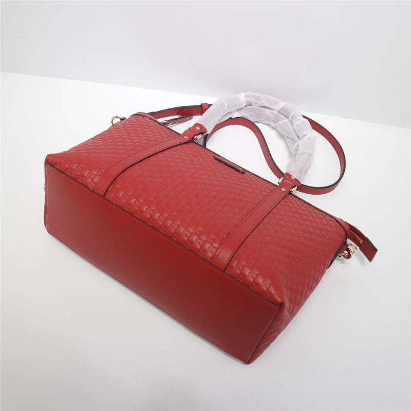 Gucci GUCCISSIMA LEATHER MICRO GG MEDIUM TOTE SHOULDER BAG 449656 Red High