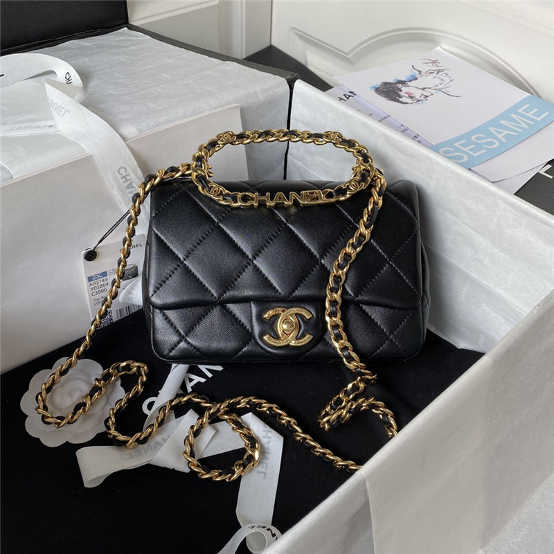 Small Flap Bag Lambskin & Gold-Tone Metal AS3749 Black A