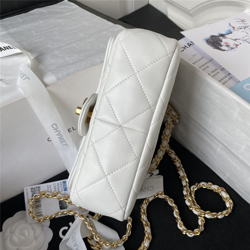 Small Flap Bag Lambskin & Gold-Tone Metal AS3749 White A