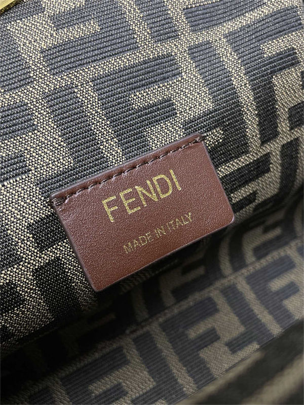 Fendi First Small Leather Bag with exotic details Caramel High