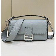 BAGUETTE Selleria bag with oversized topstitching Grey Blue High