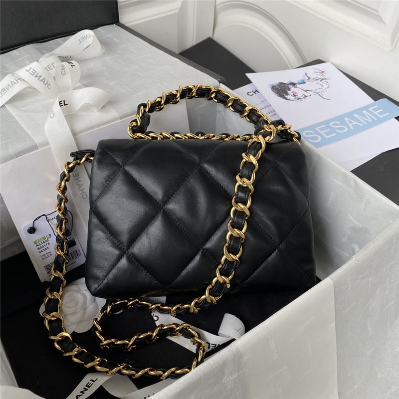 Chanel FLAP BAG Lambskin & Gold-Tone Metal AS3499 Black A