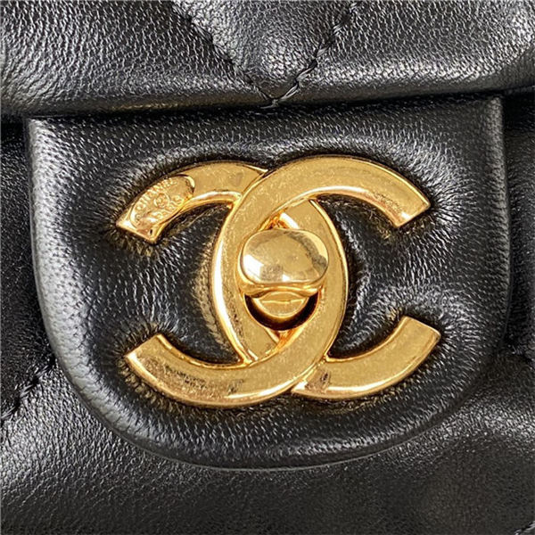 Chanel FLAP BAG Lambskin & Gold-Tone Metal AS3499 Black A