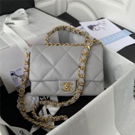 Chanel FLAP BAG Lambskin & Gold-Tone Metal AS3499 Grey A