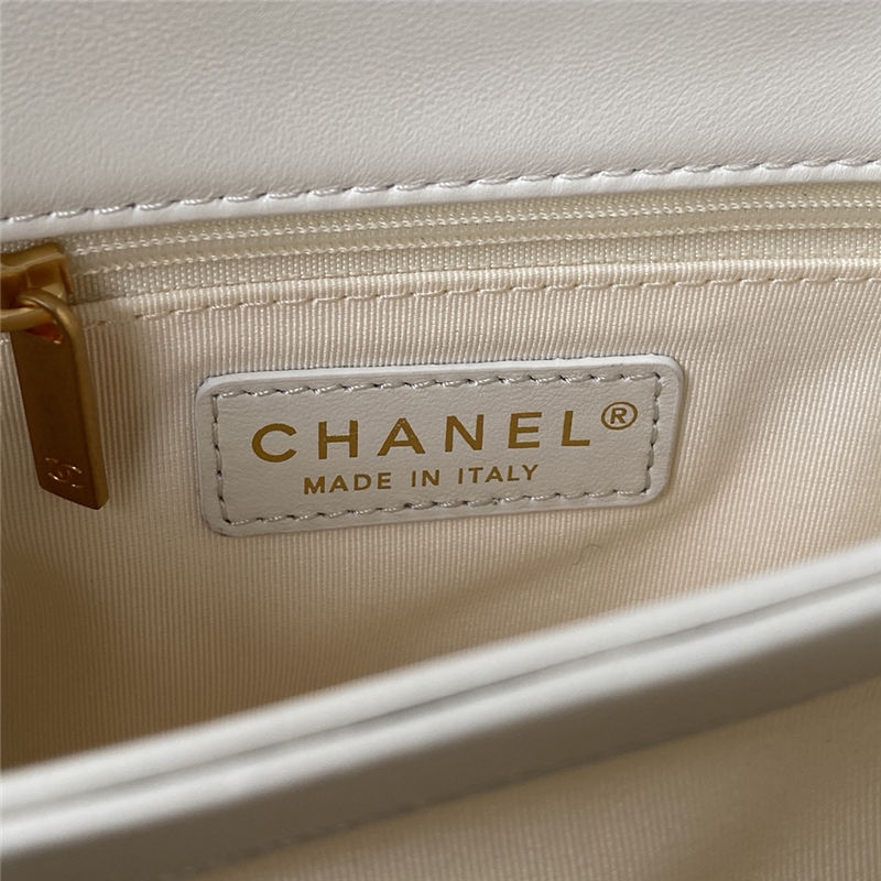 Chanel FLAP BAG Lambskin & Gold-Tone Metal AS3499 White A