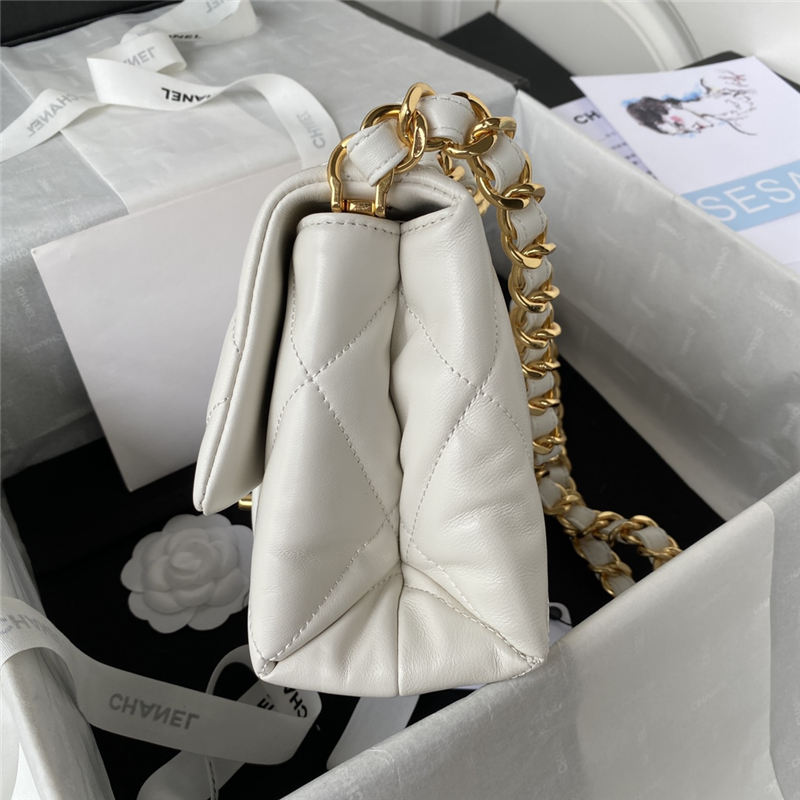 Chanel FLAP BAG Lambskin & Gold-Tone Metal AS3499 White A