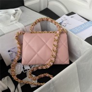 Chanel SMALL FLAP BAG Lambskin & Gold-Tone Metal AS3498 Pink A