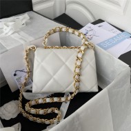 Chanel SMALL FLAP BAG Lambskin & Gold-Tone Metal AS3498 White A