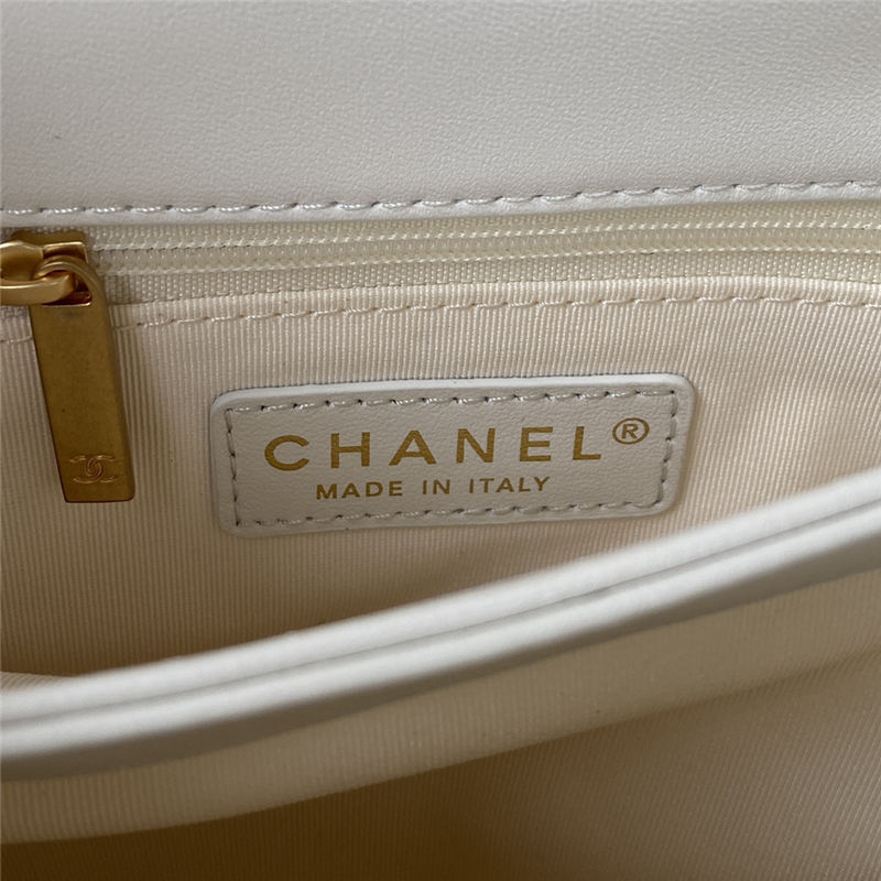 Chanel SMALL FLAP BAG Lambskin & Gold-Tone Metal AS3498 White A