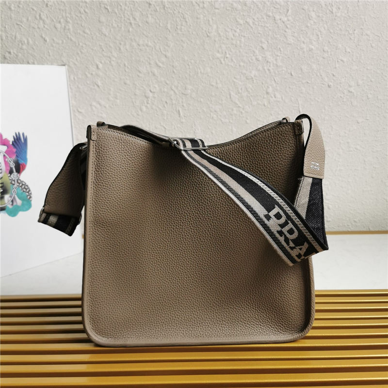 Prada hobo bag Leather 1BC073 Clay Grey High