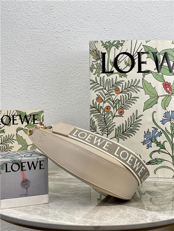 Small LOEWE Luna bag in satin calfskin and jacquard Light Oat High