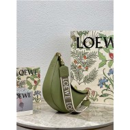 Small LOEWE Luna bag in satin calfskin and jacquard Green High