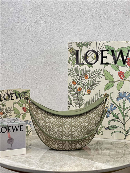 Small LOEWE Luna bag in Anagram jacquard and classic calfskin Green High