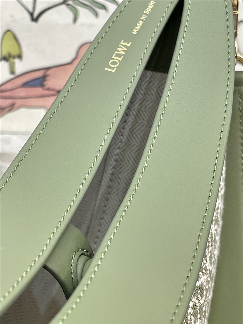 Small LOEWE Luna bag in Anagram jacquard and classic calfskin Green High