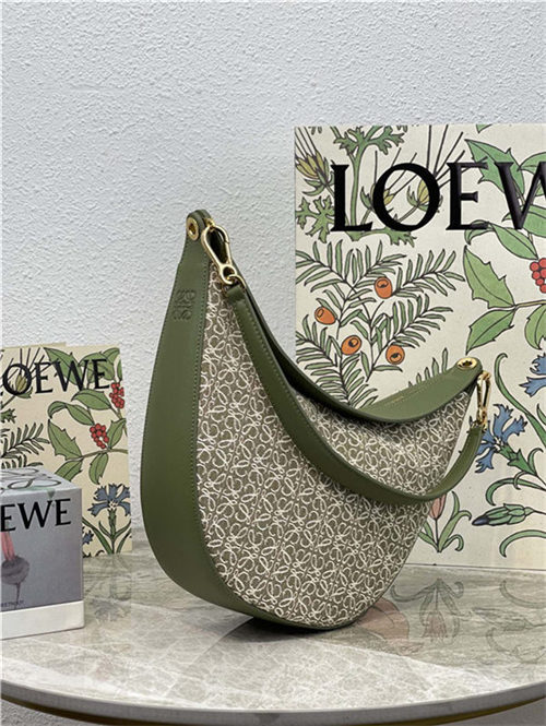 LOEWE Luna bag in Anagram jacquard and classic calfskin Green High