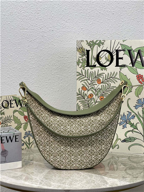 LOEWE Luna bag in Anagram jacquard and classic calfskin Green High