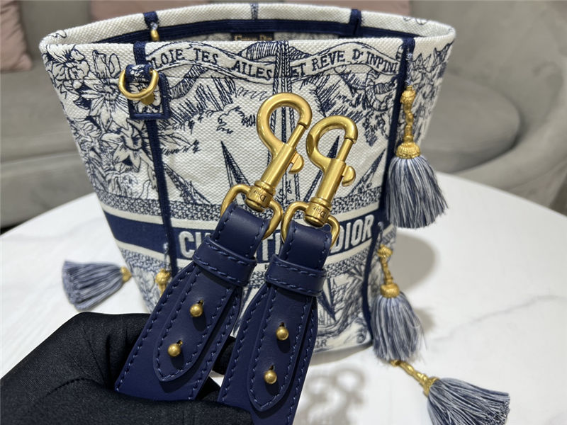 Dior SMALL D-BUBBLE BUCKET BAG Rêve d'Infini Embroidery Blue High