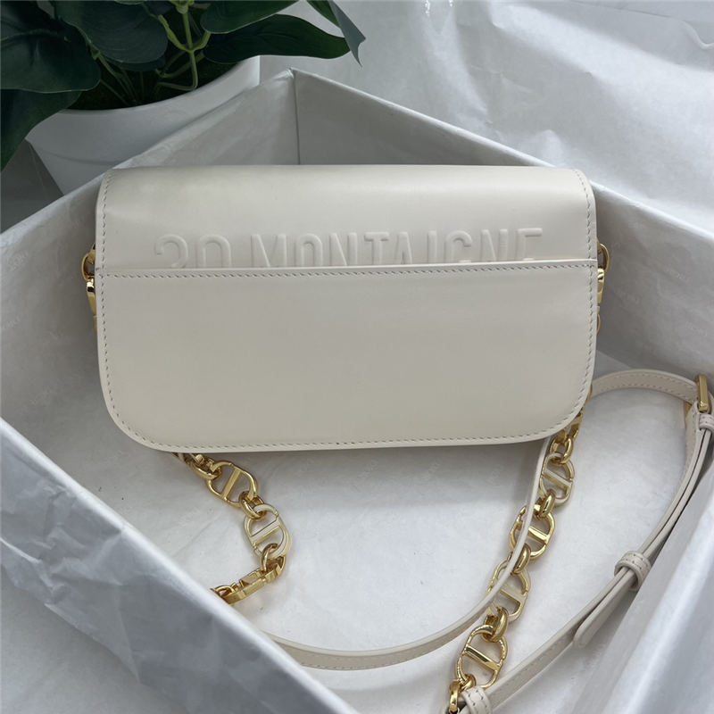 30 MONTAIGNE AVENUE BAG Box Calfskin White High