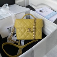 Chanel SMALL VANITY CASE Grained Calfskin & Gold-Tone Metal AS3729 Yellow A