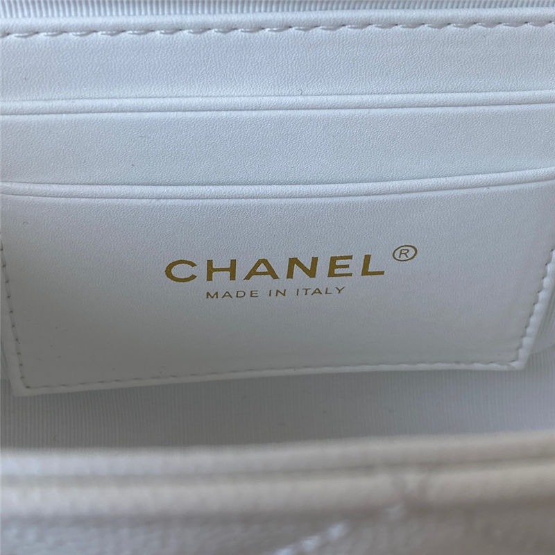 Chanel SMALL VANITY CASE Grained Calfskin & Gold-Tone Metal AS3729 White A