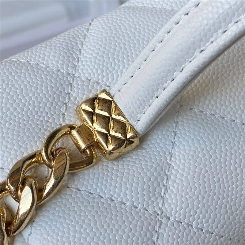 Chanel SMALL VANITY CASE Grained Calfskin & Gold-Tone Metal AS3729 White A