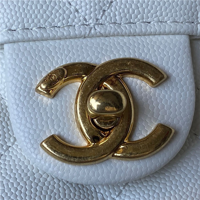 Chanel SMALL VANITY CASE Grained Calfskin & Gold-Tone Metal AS3729 White A