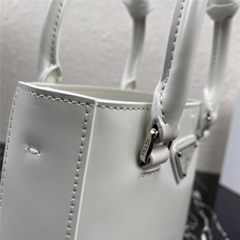 Prada Small brushed leather tote 1BA331 White High