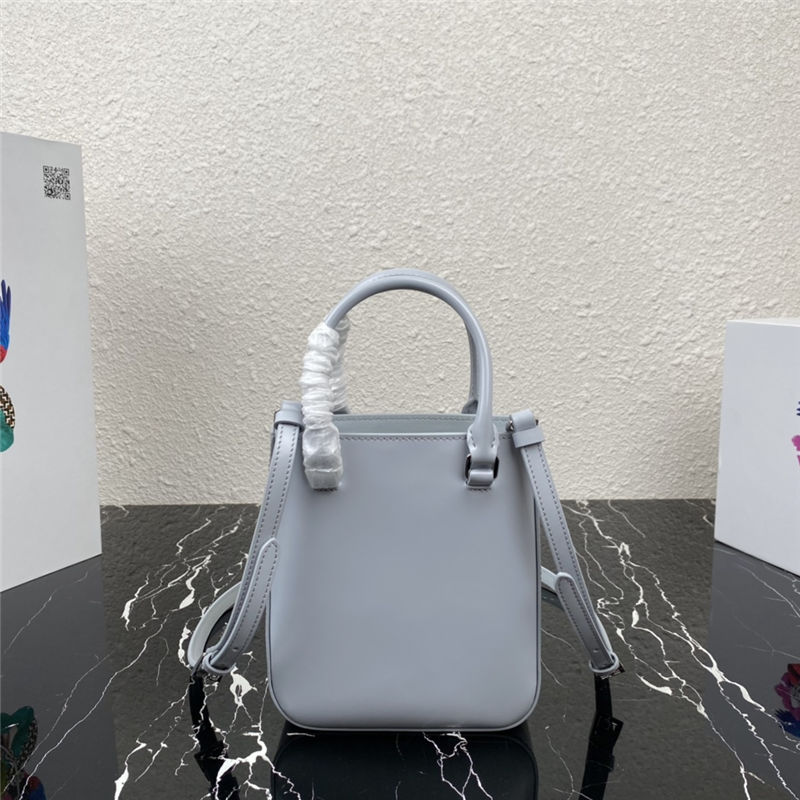 Prada Small brushed leather tote 1BA331 Blue High