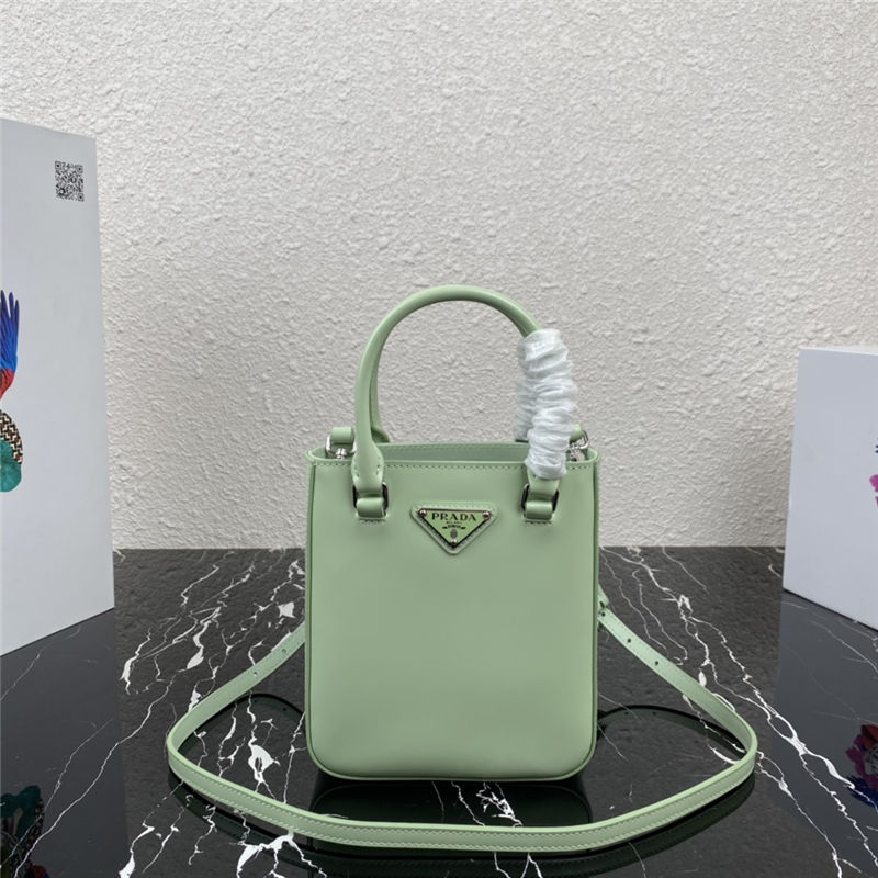 Prada Small brushed leather tote 1BA331 Green High