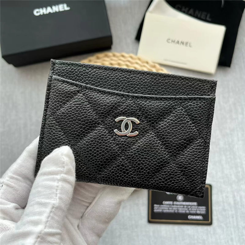 Chanel CLASSIC CARD HOLDER AP0213 Grained Calfskin & Silver-Tone Metal High