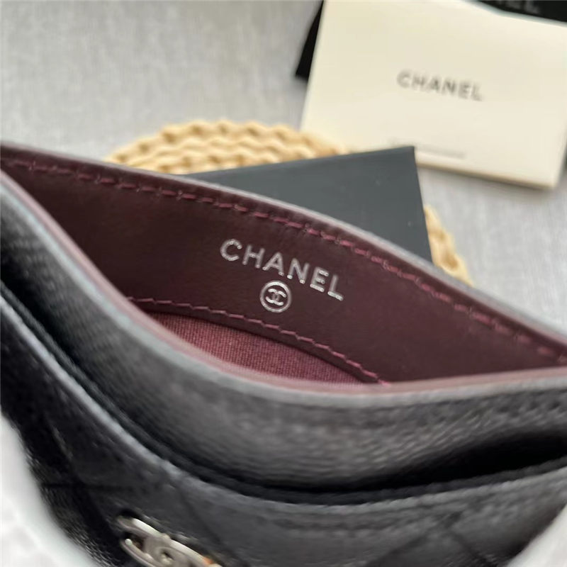 Chanel CLASSIC CARD HOLDER AP0213 Grained Calfskin & Silver-Tone Metal High