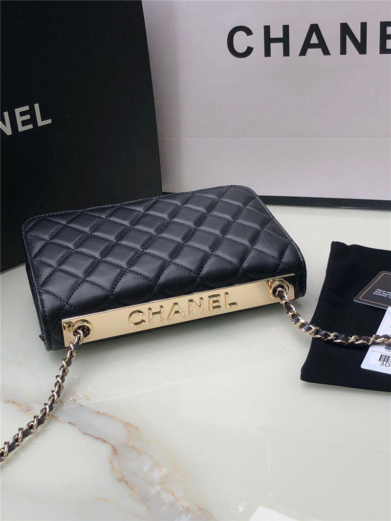 Chanel WALLET ON CHAIN Lambskin & Gold-Tone Metal AP2897 Black A