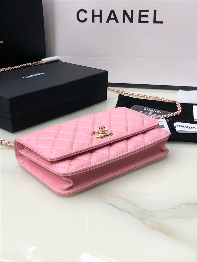 Chanel WALLET ON CHAIN Lambskin & Gold-Tone Metal AP2897 Pink A