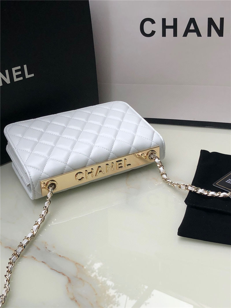 Chanel WALLET ON CHAIN Lambskin & Gold-Tone Metal AP2897 White A