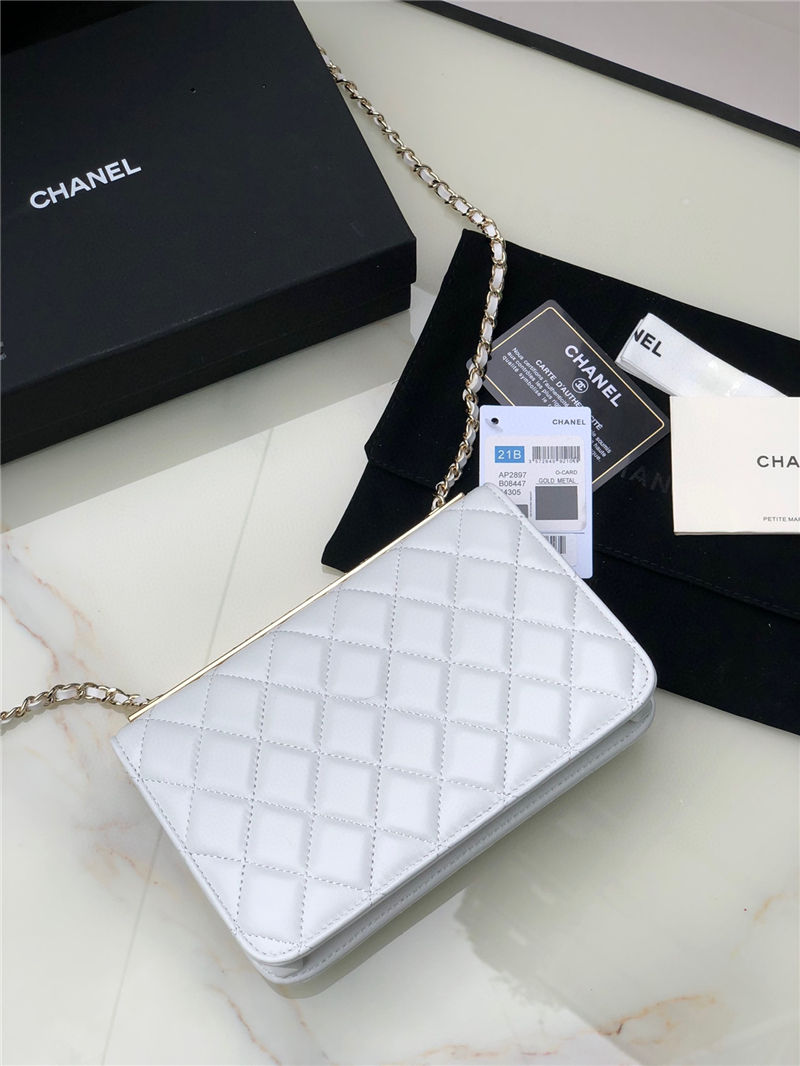 Chanel WALLET ON CHAIN AP2897 Lambskin & Gold-Tone Metal AP2897 White A