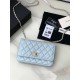 Chanel WALLET ON CHAIN Lambskin & Gold-Tone Metal AP2897 Blue A