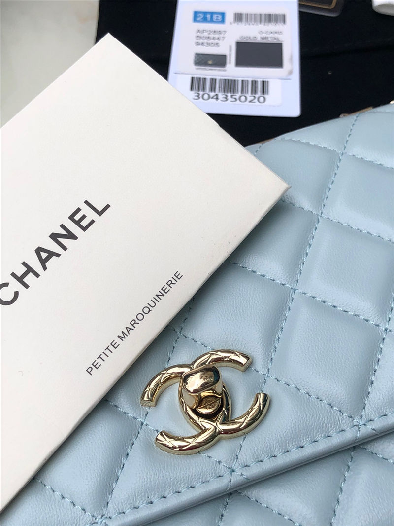 Chanel WALLET ON CHAIN Lambskin & Gold-Tone Metal AP2897 Blue A