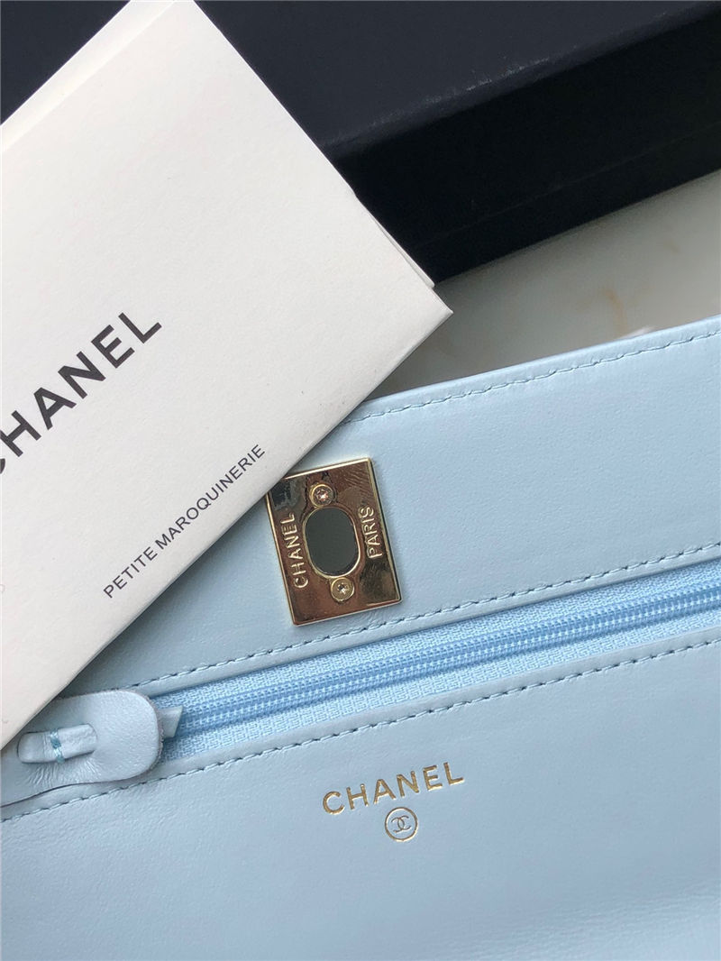 Chanel WALLET ON CHAIN Lambskin & Gold-Tone Metal AP2897 Blue A