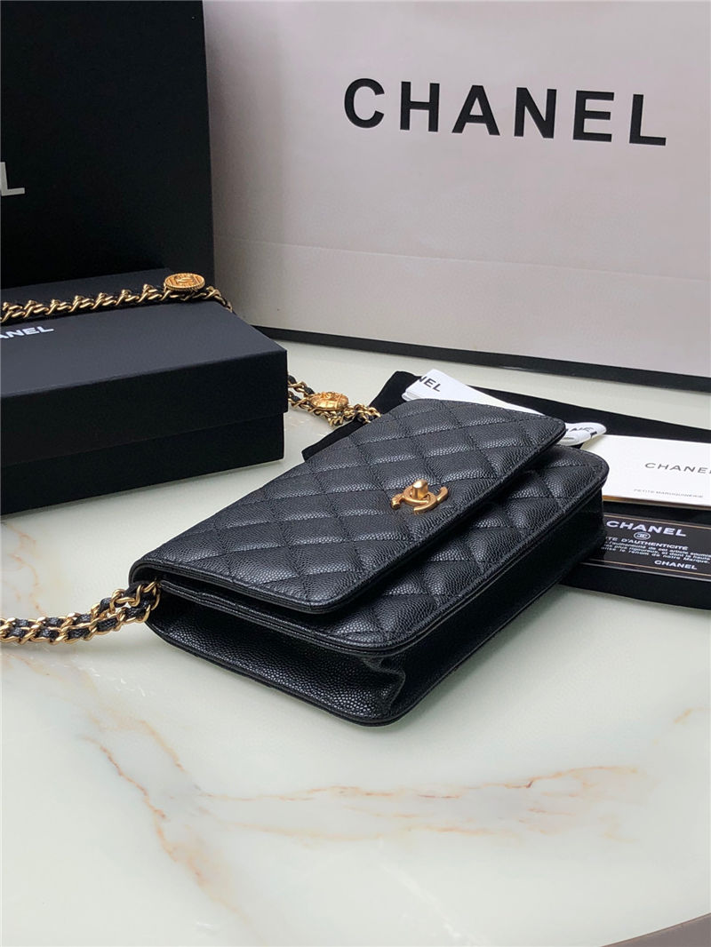 Chanel WALLET ON CHAIN AP2897 Grained Calfskin & Gold-Tone Metal AP2897 Black A