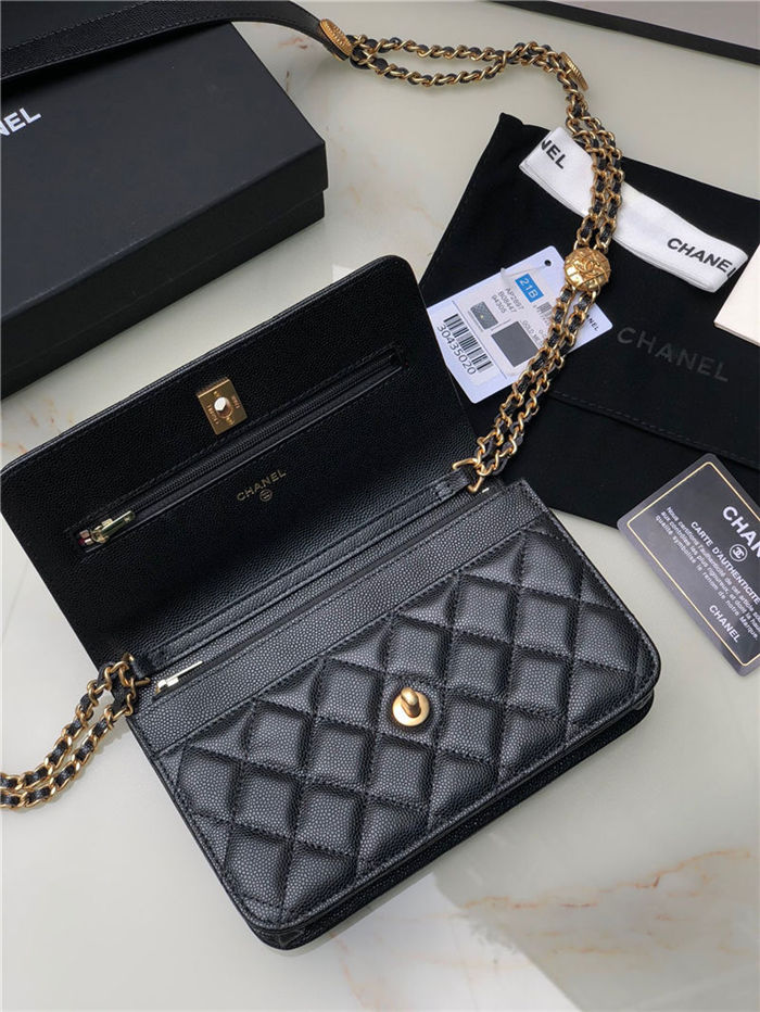 Chanel WALLET ON CHAIN AP2897 Grained Calfskin & Gold-Tone Metal AP2897 Black A