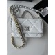 Chanel 19 WALLET ON CHAIN Shiny Lambskin, Gold/Silver-Tone & Ruthenium-Finish Metal White A