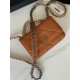 Chanel 19 WALLET ON CHAIN Shiny Lambskin, Gold/Silver-Tone & Ruthenium-Finish Metal Orange A