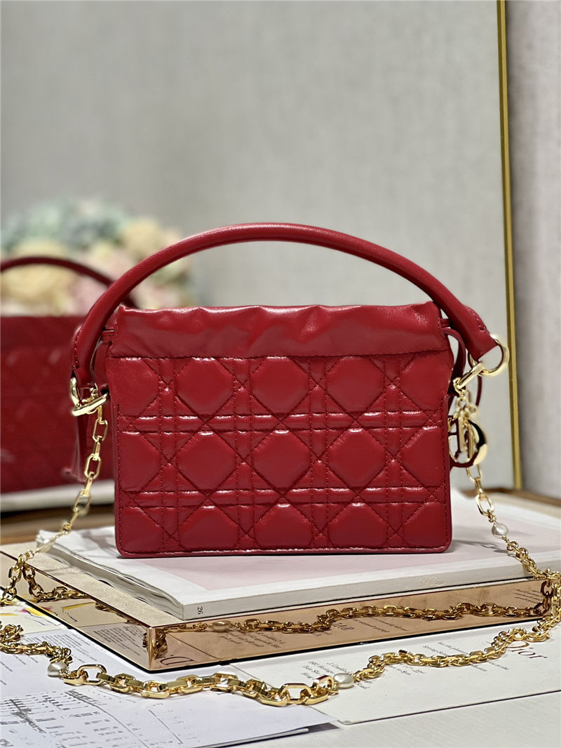 LADY DIOR TOP HANDLE DRAWSTRING MINI BAG Red High