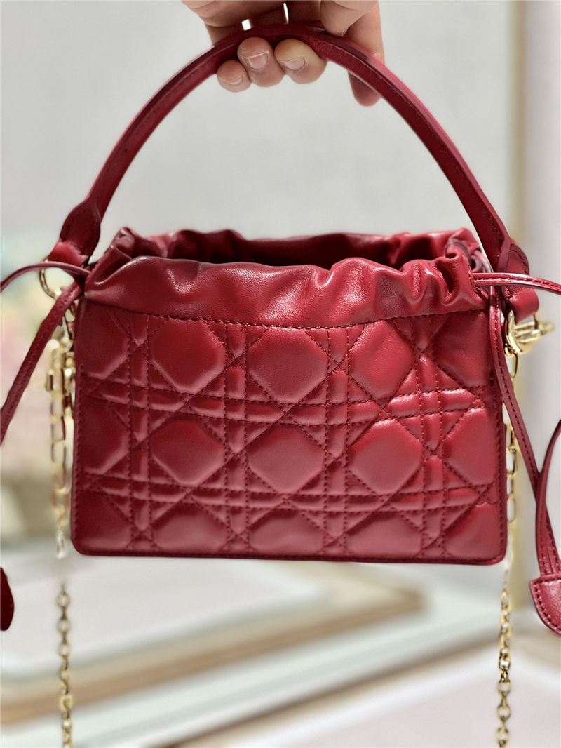 LADY DIOR TOP HANDLE DRAWSTRING MINI BAG Red High