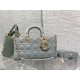 LADY D-JOY BAG MEDIUM Patent Cannage Calfskin Grey High