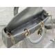 LADY D-JOY BAG MEDIUM Patent Cannage Calfskin Grey High