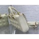 LADY D-JOY BAG MEDIUM Patent Cannage Calfskin White High