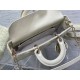 LADY D-JOY BAG MEDIUM Patent Cannage Calfskin White High